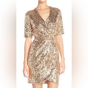 French Connection Gold Sequin Mini Dress